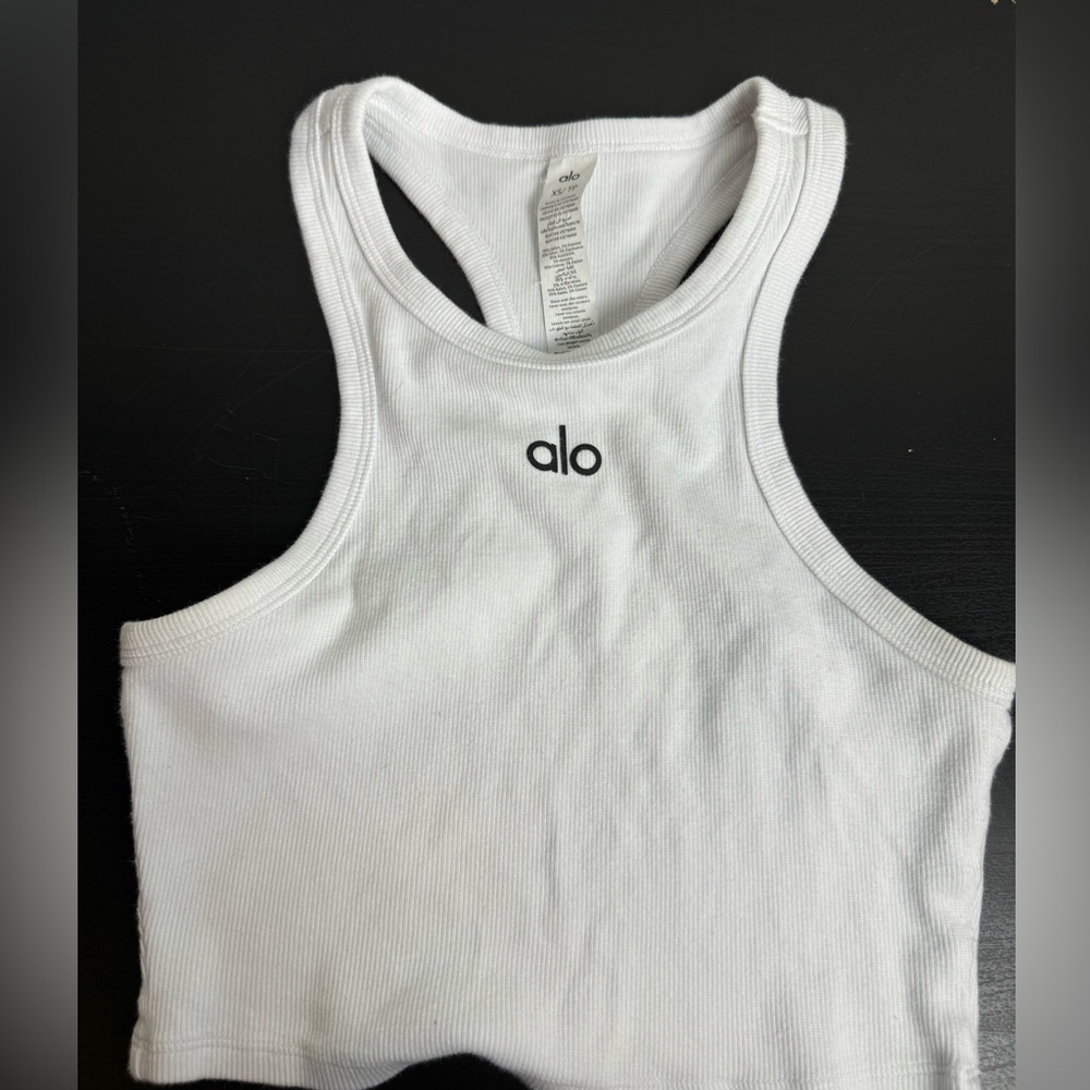 Alo White Cropped Tank Top XS